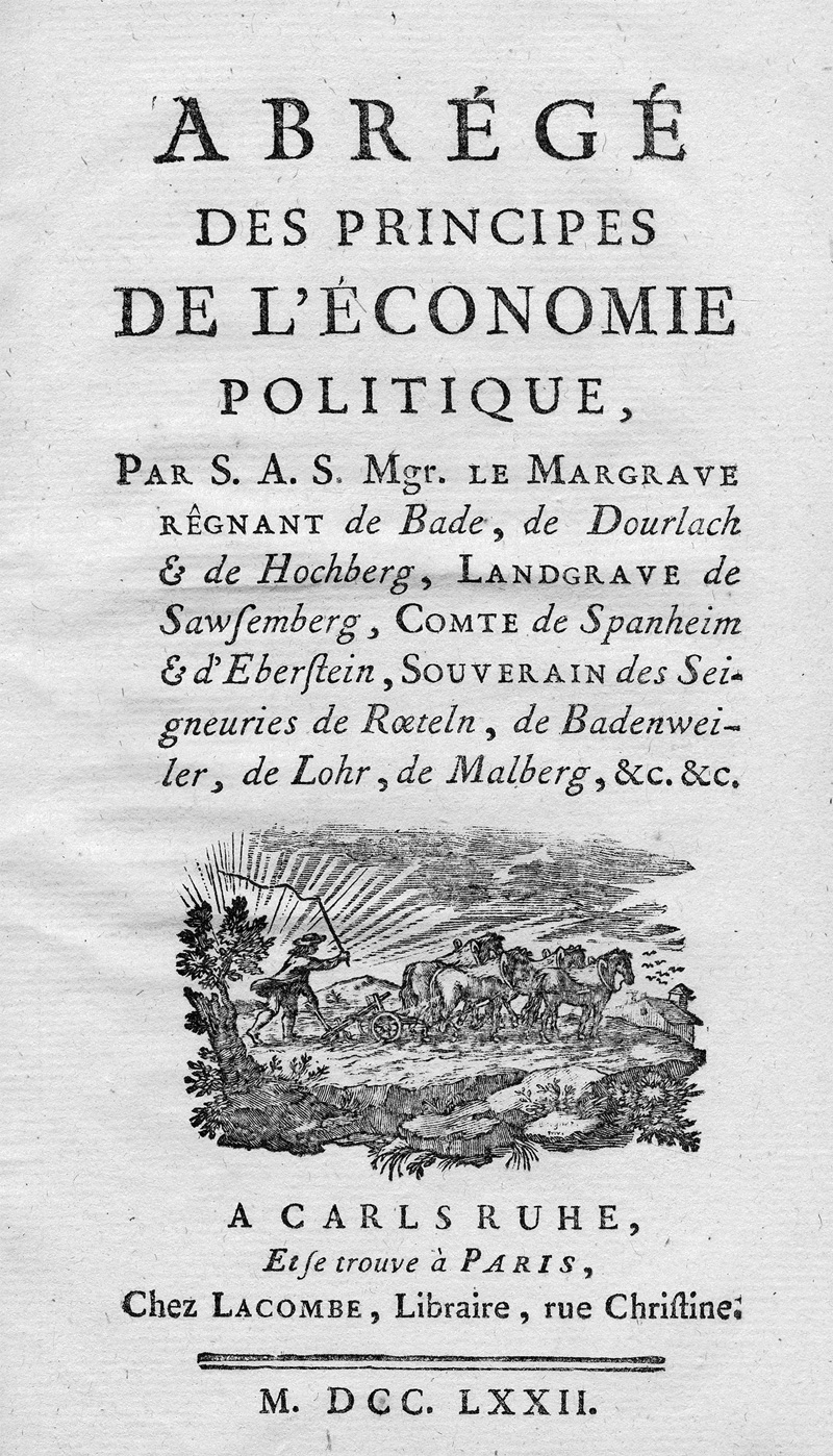 Lot 527, Auction 127, Karl Friedrich, Markgraf von Baden, Abregé des principes de l'économie politique