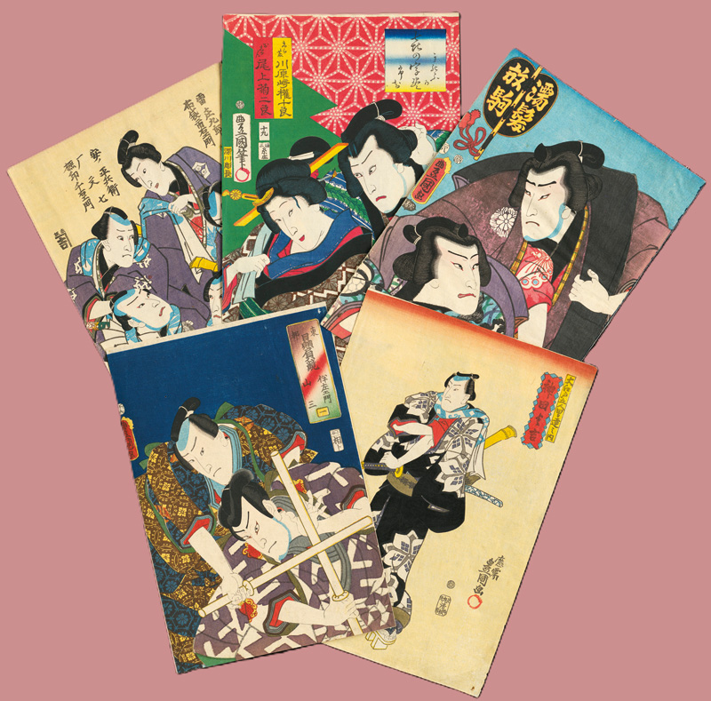 Lot 655, Auction 127, Ukiyo-e Sammlung, Konvolut von ca. 50 Farbholzschnitten verschiedener Künstler mit Darstellungen von u. a. Kriegern, Schauspielern, Legenden und Schlachten