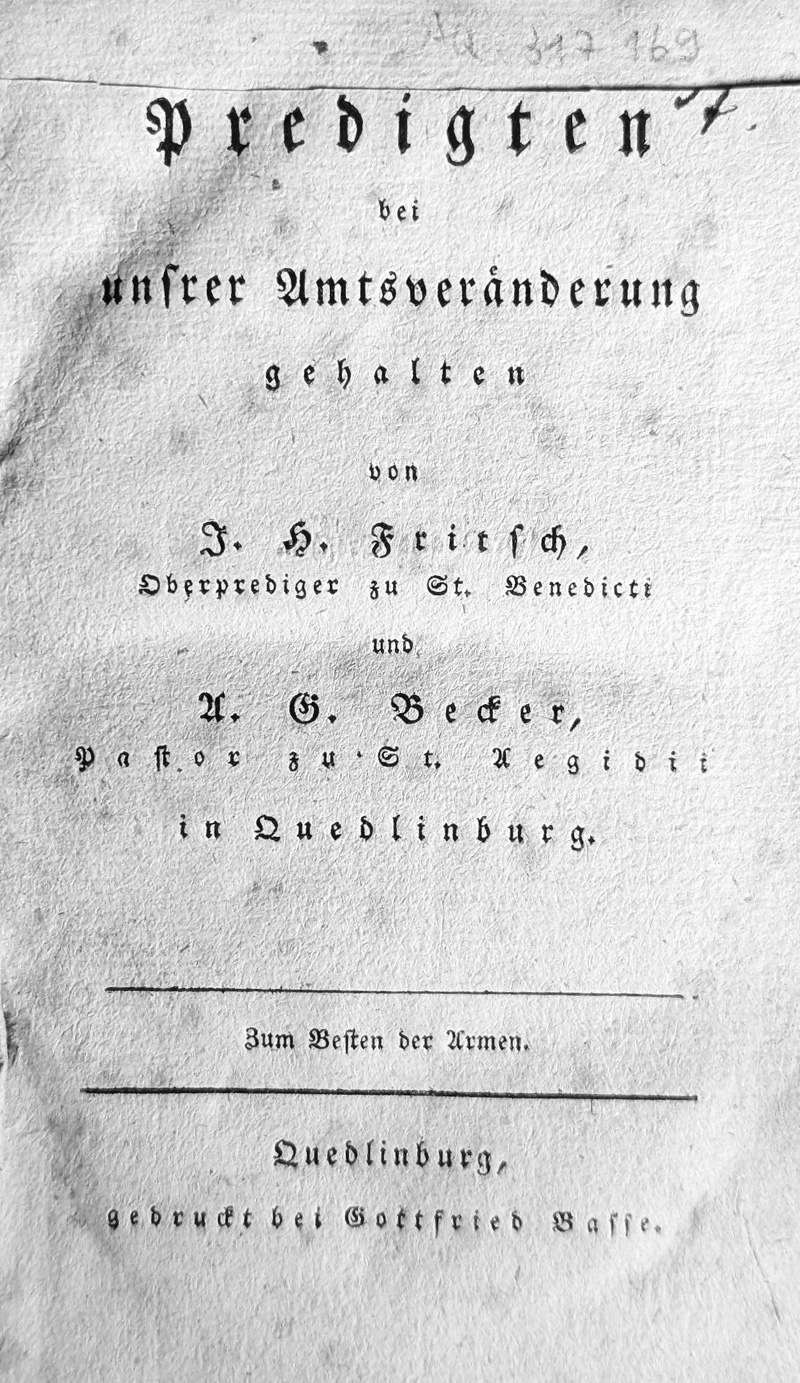 Lot 1244, Auction 127, Fritsch, J. H. und A. G. Becker, Predigten bei unsrer Amtsveränderung