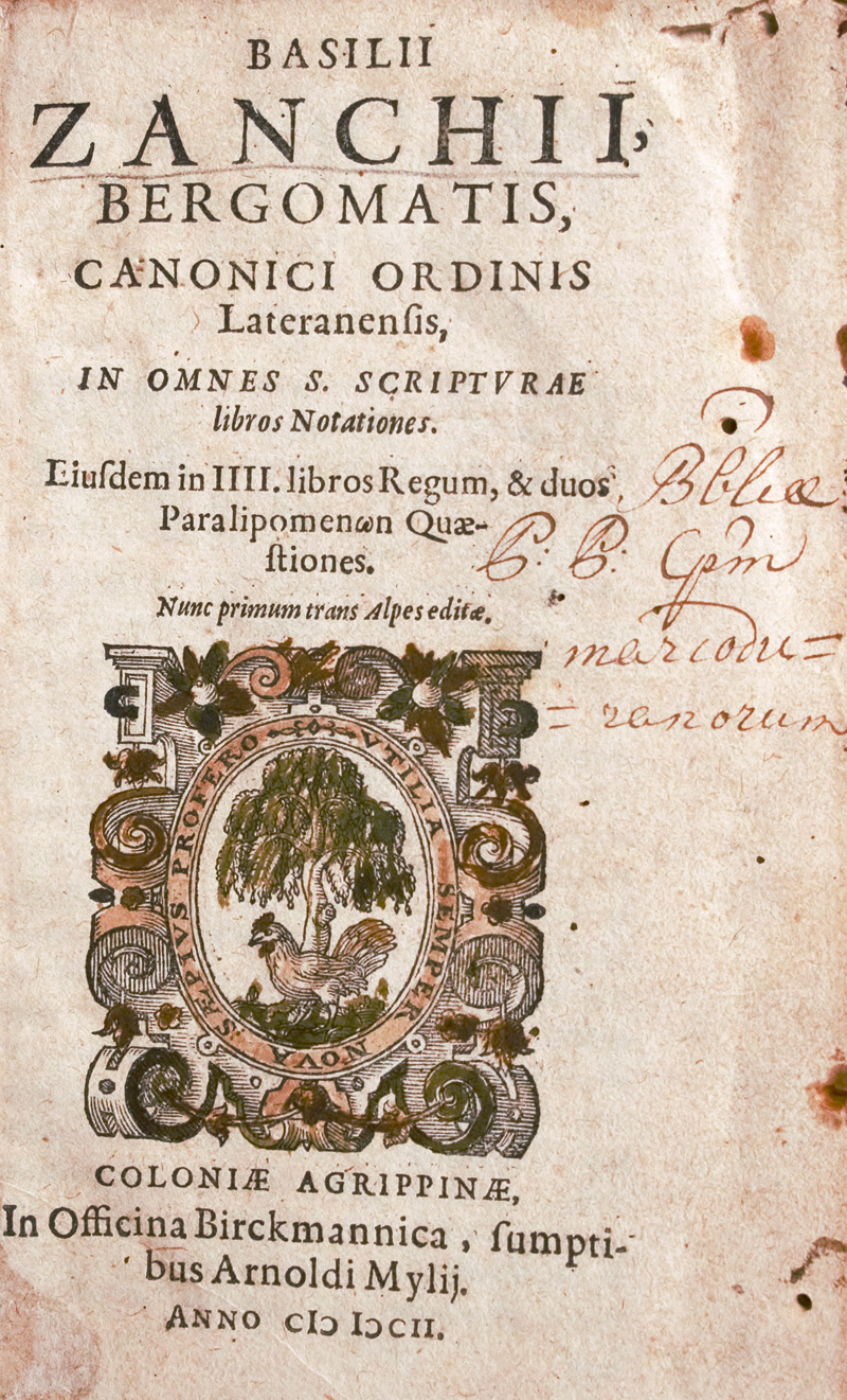 Lot 1266, Auction 127, Zanchi, Basilio, Omnes S. Scripturae libros notationes. Köln, Birckmann für Arnold Mylius, 1602