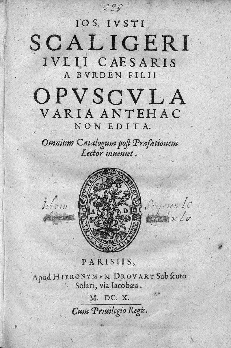 Lot 1296, Auction 127, Scaliger, Joseph Justus, Opuscula varia antehac non edita + 2 Beibände