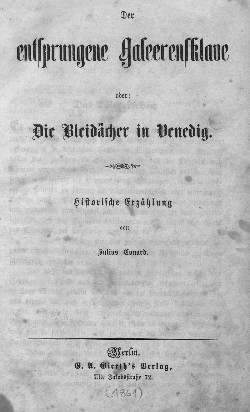 Lot 2078, Auction  127, Conard, Julius, Der entsprungene Galeerensklave