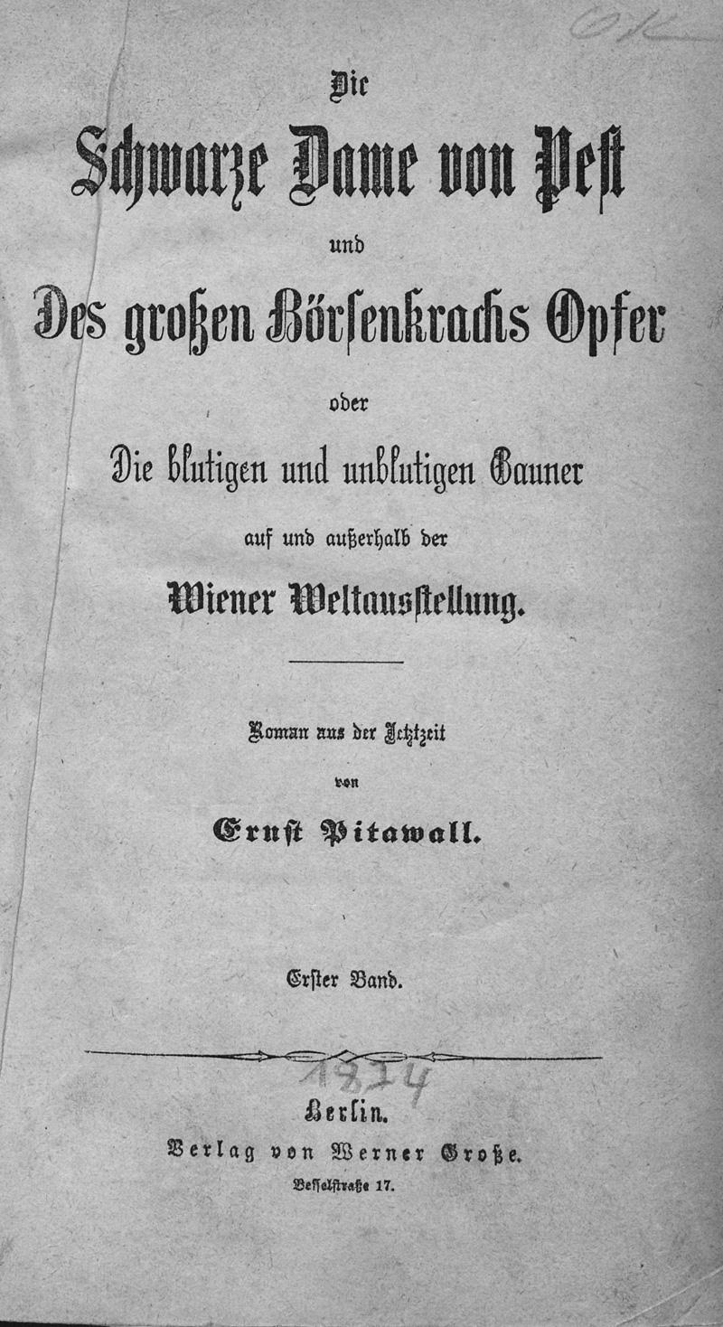 Lot 2096, Auction 127, Pitawall, Ernst, Die schwarze Dame von Pest