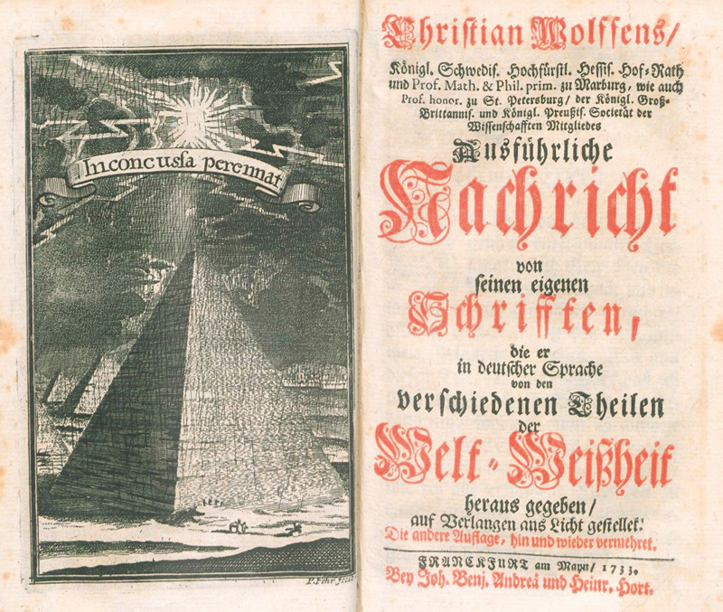 Lot 2193, Auction 127, Wolff, Christian von, Vernünftige Gedancken von den Kräfften des menschlichen Verstandes (und:) Ausführliche Nachricht von seinen eigenen Schrifften