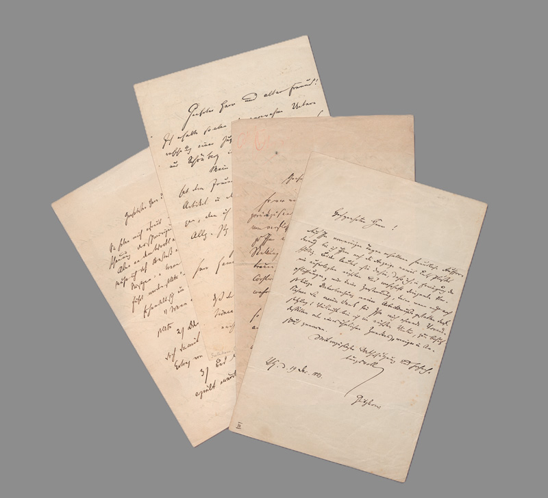 Lot 2518, Auction 127, Gutzkow, Karl, 4 Briefe an einen Schauspieler. 1863-1874.