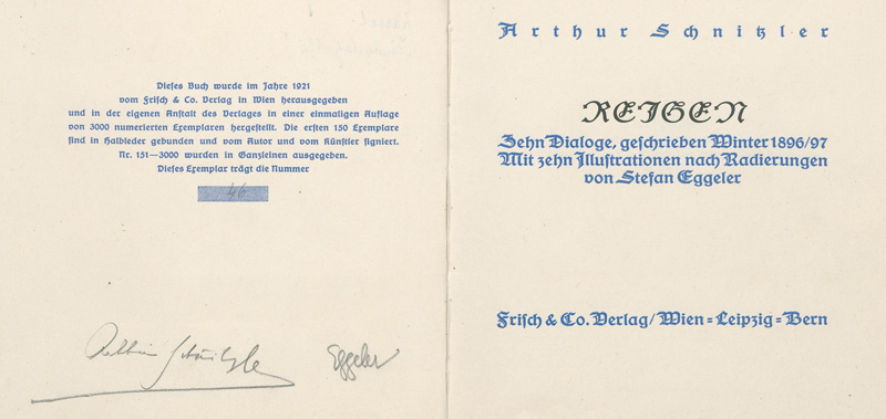 Lot 3305, Auction 127, Schnitzler, Arthur, Reigen