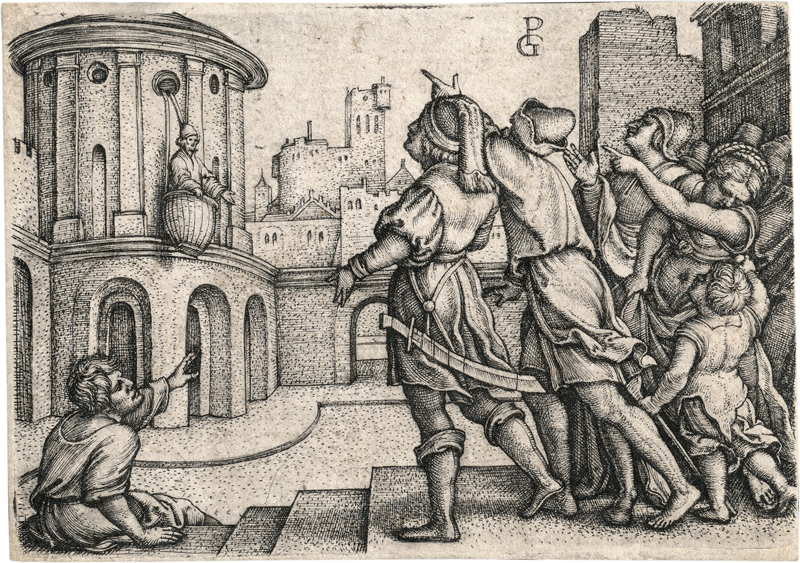 Lot 5186, Auction 127, Pencz, Georg, Virgil im Korb; Die Kurtisane auf der Feuersäule