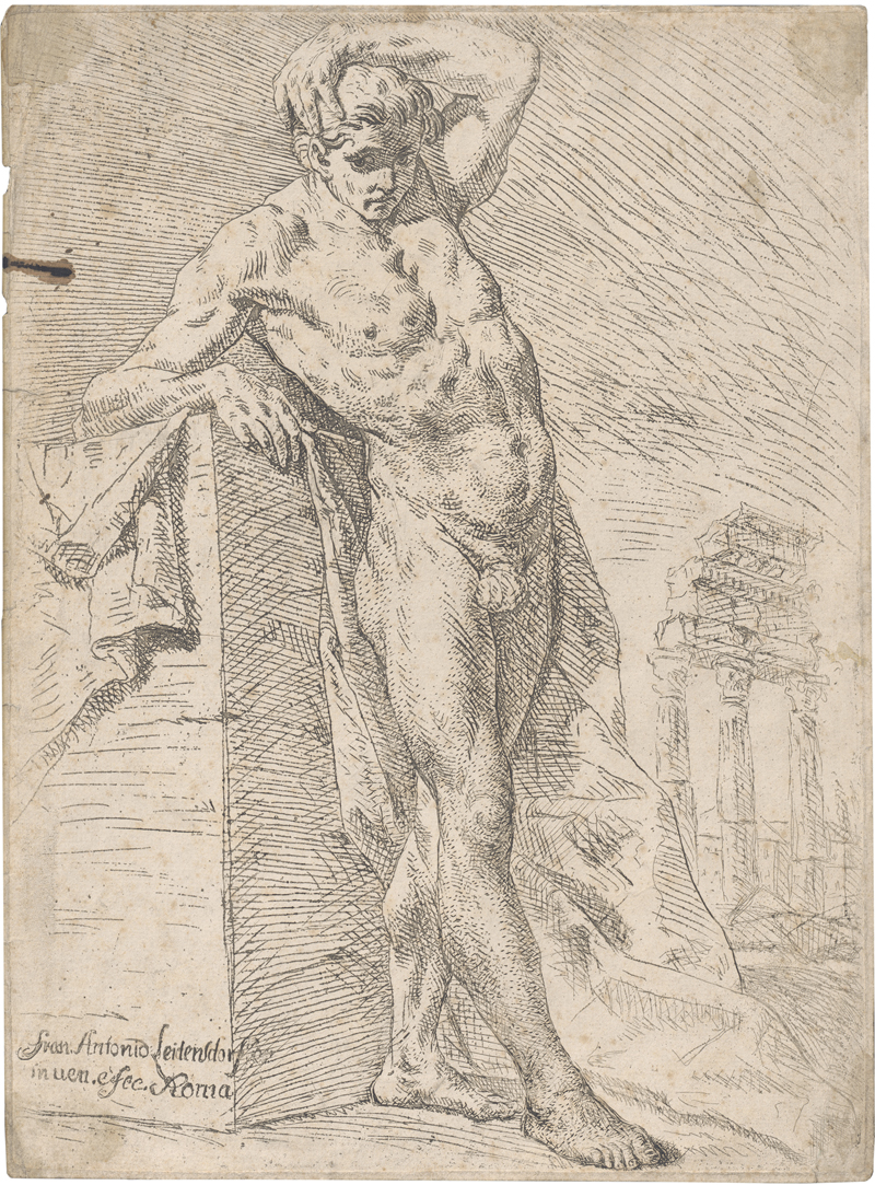 Lot 5564, Auction 127, Leitensdorfer, Franz Anton von, Stehender männlicher Akt, im Hintergrund römische Ruinen