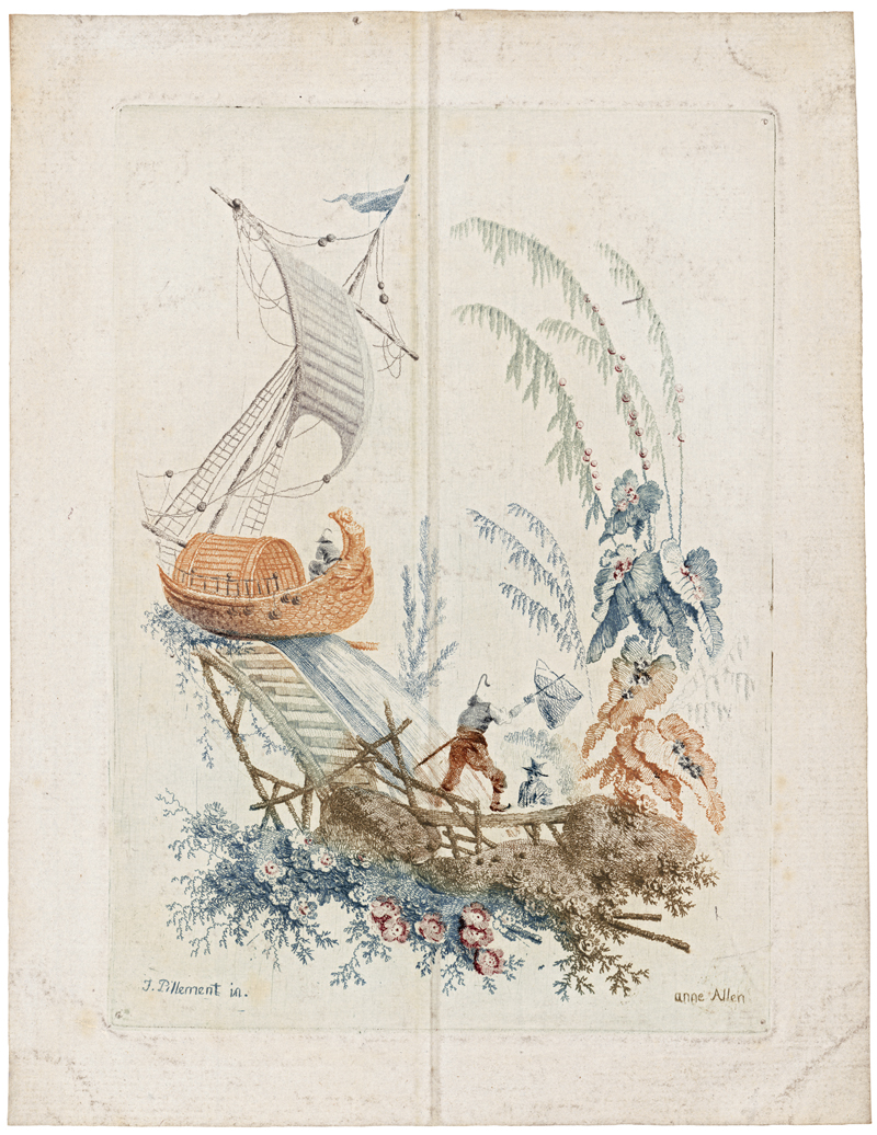 Lot 6404, Auction 127, Allen, Anne, Chinoiserie mit Boot und Fischer