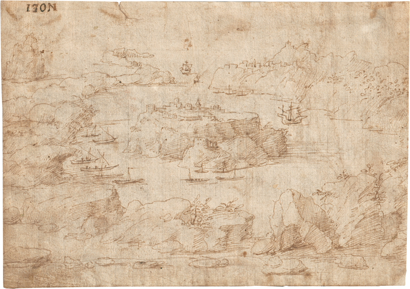 Lot 6500, Auction  127, Cibo, Gherardo, Fantastische Landschaft mit kleiner Insel in einer Meerenge 