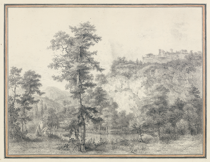 Lot 6589, Auction  127, Thiele, Johann Alexander - zugeschrieben, Elbtallandschaft mit rastender Anglerfamilie, im Hintergund die Festung Königstein
