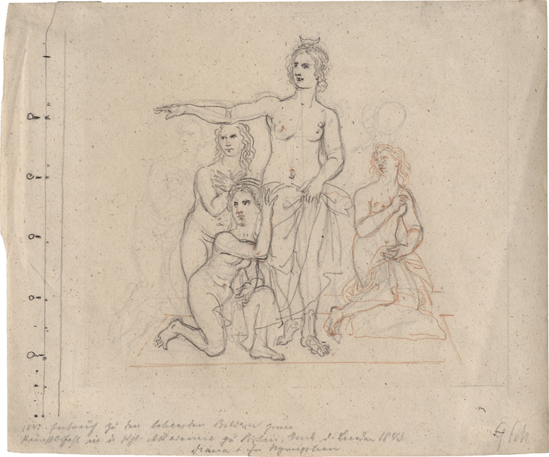 Lot 6615, Auction  127, Schadow, Johann Gottfried, Diana im Bade - "Lebendes Bild" auf dem Künstlerball, Berlin 1843