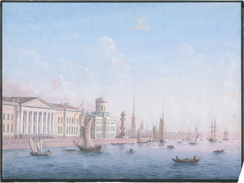 Lot 6643, Auction  127, Russisch, Anfang 19. Jh. St. Peterburg: Blick über die Newa auf die Akademie, die Kunstkammer und eine Rostra-Säule