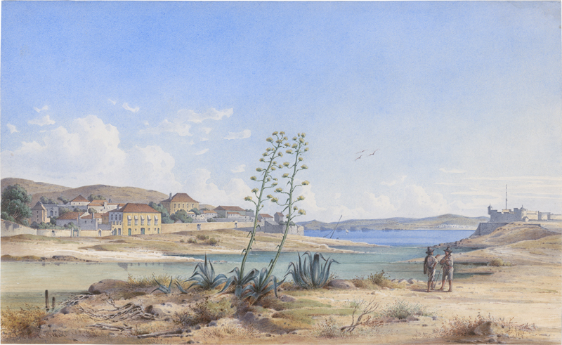 Lot 6659, Auction 127, Feubure, Ferdinand le, Südliche Landschaft mit dem Fort Saõ Bruno in Caxias am Tejo in Portugal