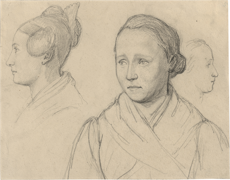 Lot 6692, Auction  127, Wasmann, Friedrich, Studienblatt mit zwei weiblichen Portraits und einem Profilkopf