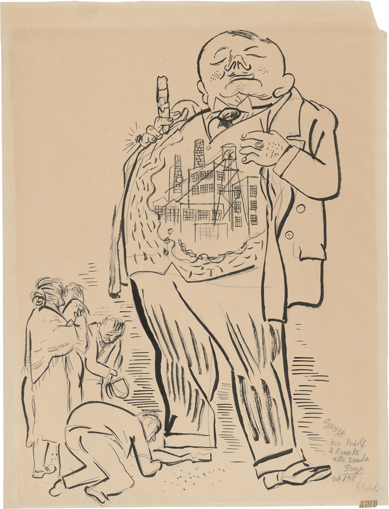 Lot 7073, Auction  127, Grosz, George, Der Kapitalist (Illustrationsentwurf zu Brechts 'Die drei Soldaten')