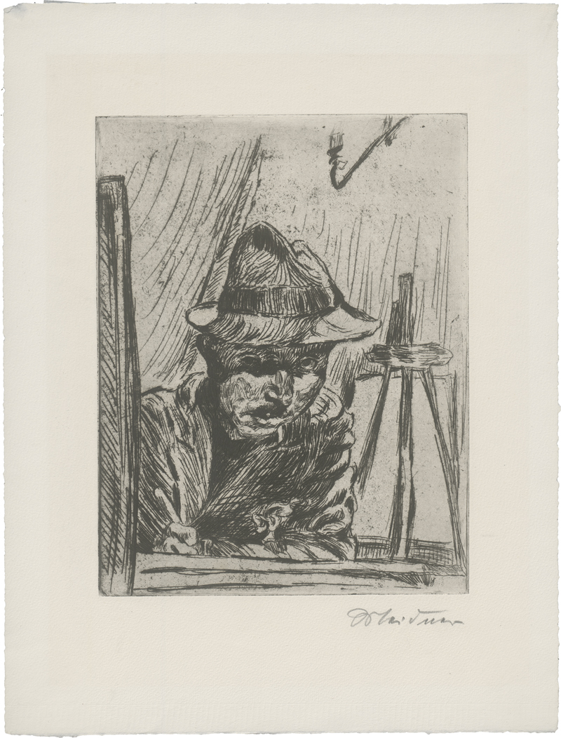 Lot 8078, Auction  127, Meidner, Ludwig, Selbstbildnis, radierend vor dem Spiegel im Atelier (Ludwig Meidner XXXI)